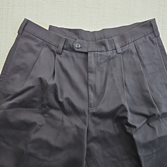 Savane Pleated Pants Men's 36x29 Dark Ink No Iron Comfort Waistband Pleated NWT - Picture 4 of 13